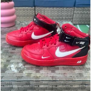 Nike Air Force 1 Mid GS “University Red/White/Black” Size 4Y
